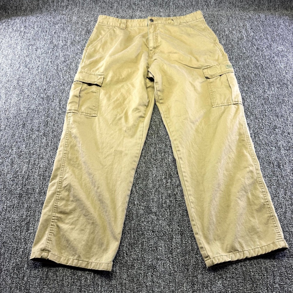 Wrangler Cargo Pants Men 36x30 Khaki Cotton Straight Leg Hiking Outdoor Workwear